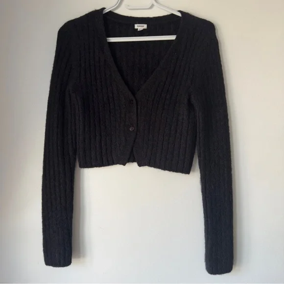 Garage soft Ribbed black Cardigan - Picture 1 of 5